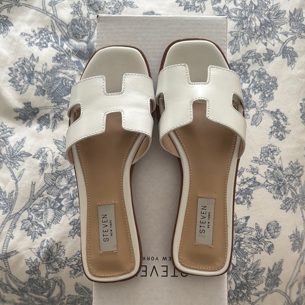 Steven By Steve Madden White Sandals Minimalist Slide